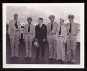 Capt. Frank Ackers with Sen. Al Gore, Sr. and four of ship's officers
